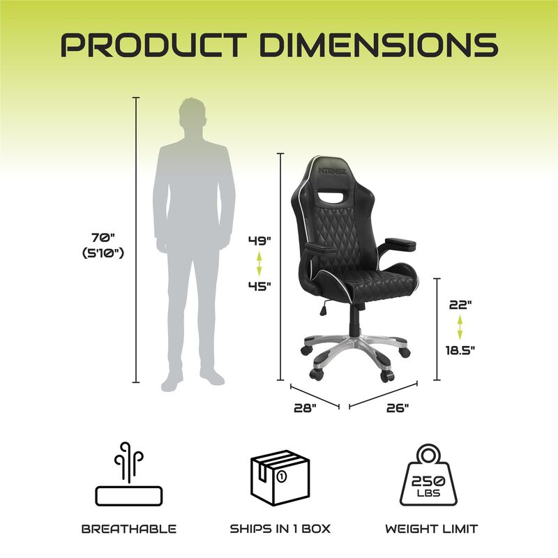Galaxy Gaming and Office Chair, Black Faux Leather