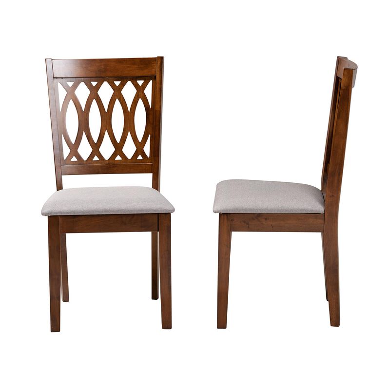 Baxton Studio Florencia Grey Fabric and Walnut Brown Finished Wood 2-Piece Dining Chair Set