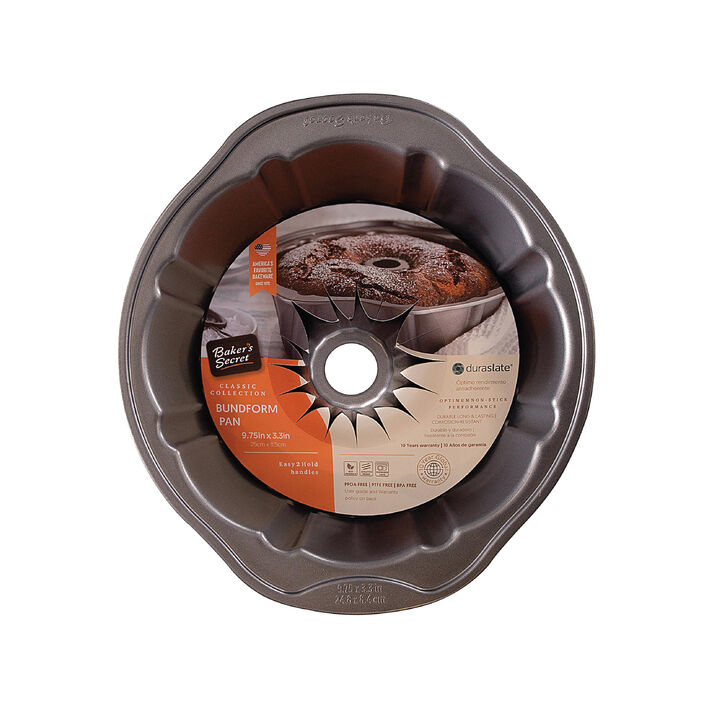 Baker's Secret Fluted Cake Pan 12", Heavy Duty Carbon Steel, Non-stick coating, Dark Gray Classic Line