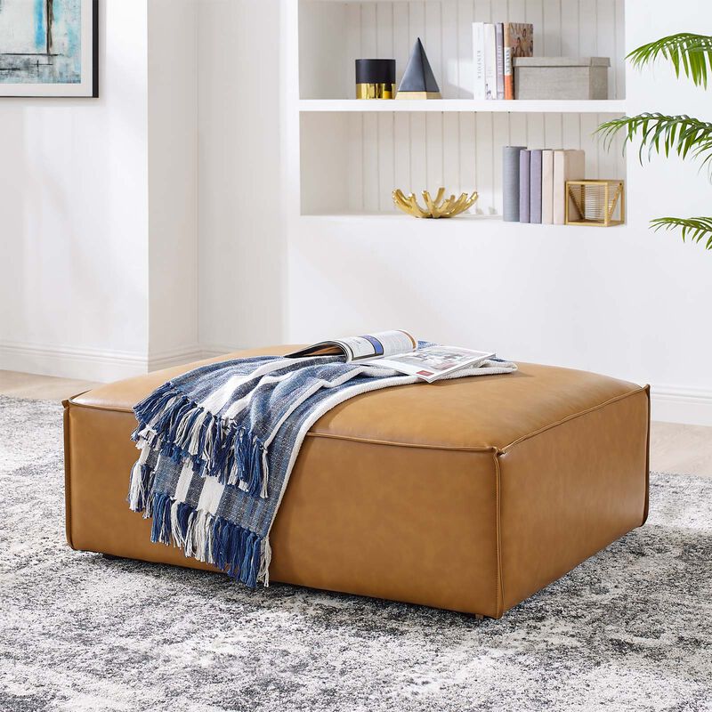 Restore Vegan Leather Ottoman Brown EEI-4496-TAN