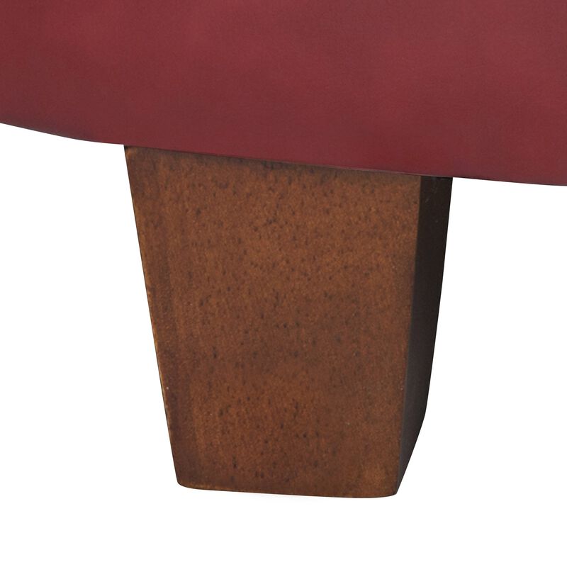 Leatherette Upholstered Wooden Ottoman with Single Button Tufted Lift Top Storage, Red, Large - Benzara