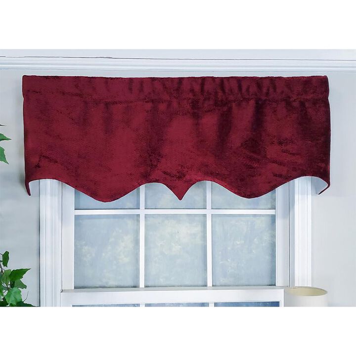 RLF Home Modern Design Classic Pile High Regal Style Window Valance 50" x 17" Burgundy