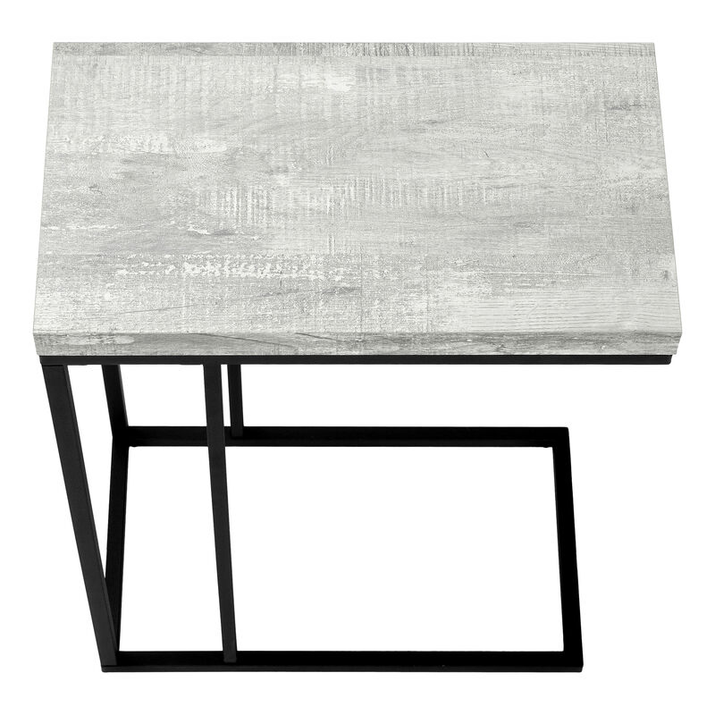 Monarch Specialties I 3404 Accent Table, C-shaped, End, Side, Snack, Living Room, Bedroom, Metal, Laminate, Grey, Black, Contemporary, Modern