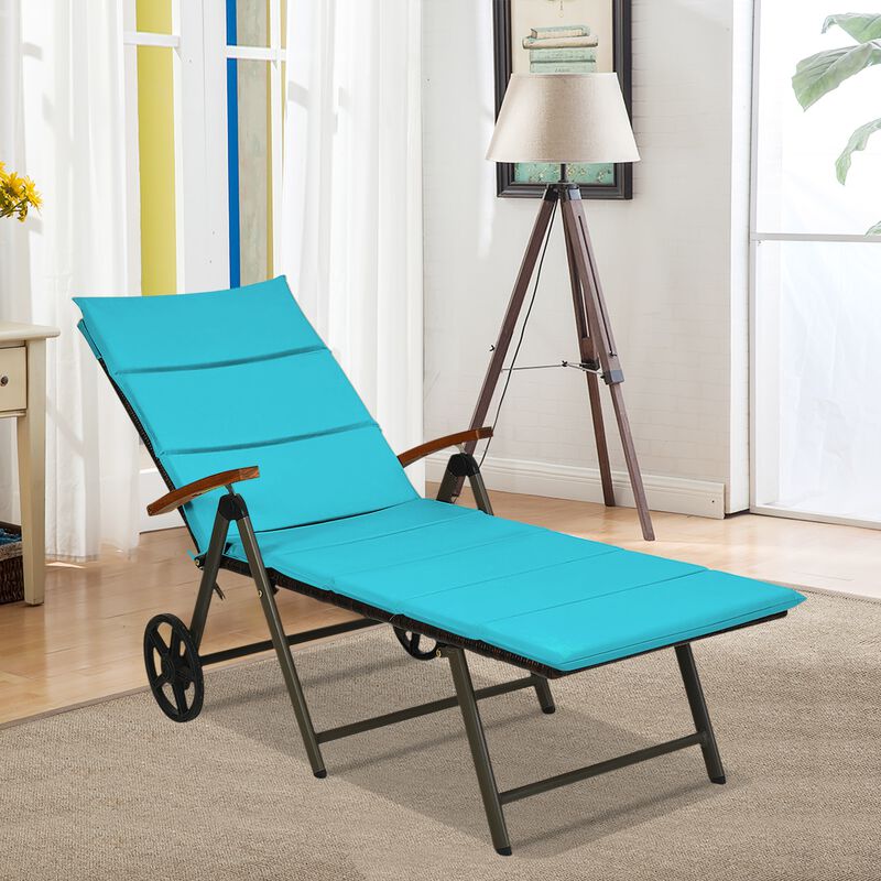 Outdoor Chaise Lounge Chair Rattan Lounger Recliner Chair
