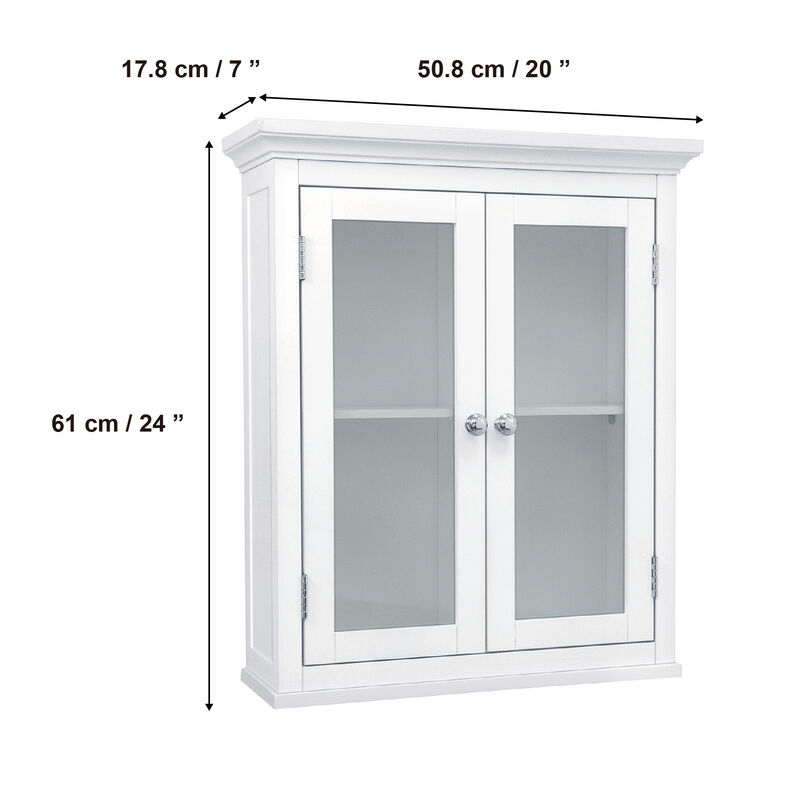 Teamson Home Madison Removable Wooden Wall Cabinet with 2 Doors- White