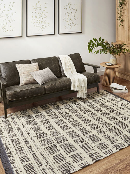 Alice ALI02 Cream/Charcoal 18" x 18" Sample Rug