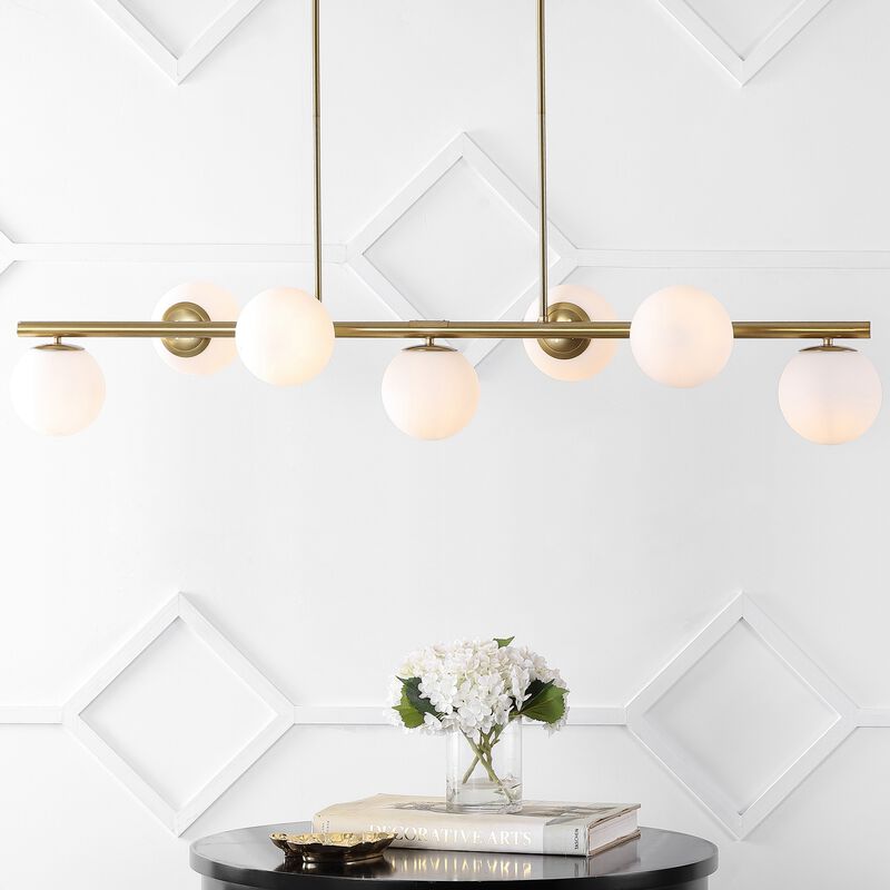 Luca Parisian Modern Glam Iron Globe Linear LED Pendant