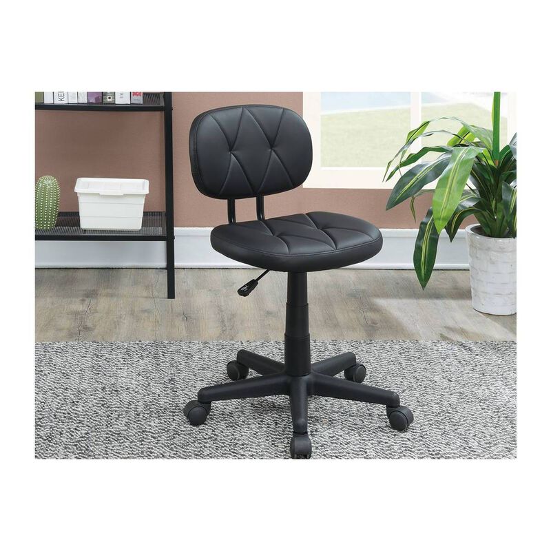 Modern 1 Piece Office Chair Black Tufted Design Upholstered Chairs With Wheels