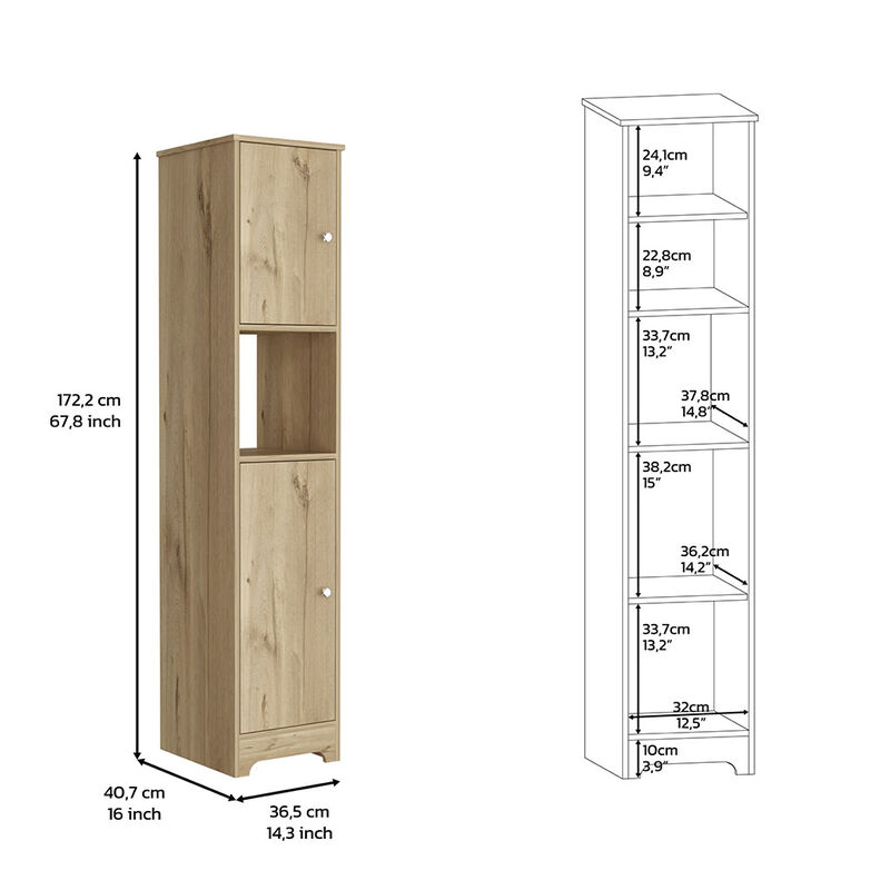 DEPOT E-SHOP Hartford 2 Piece Bathroom Set, Yaka Linen Cabinet + Dustin Free Standing Sink Cabinet , Light Oak