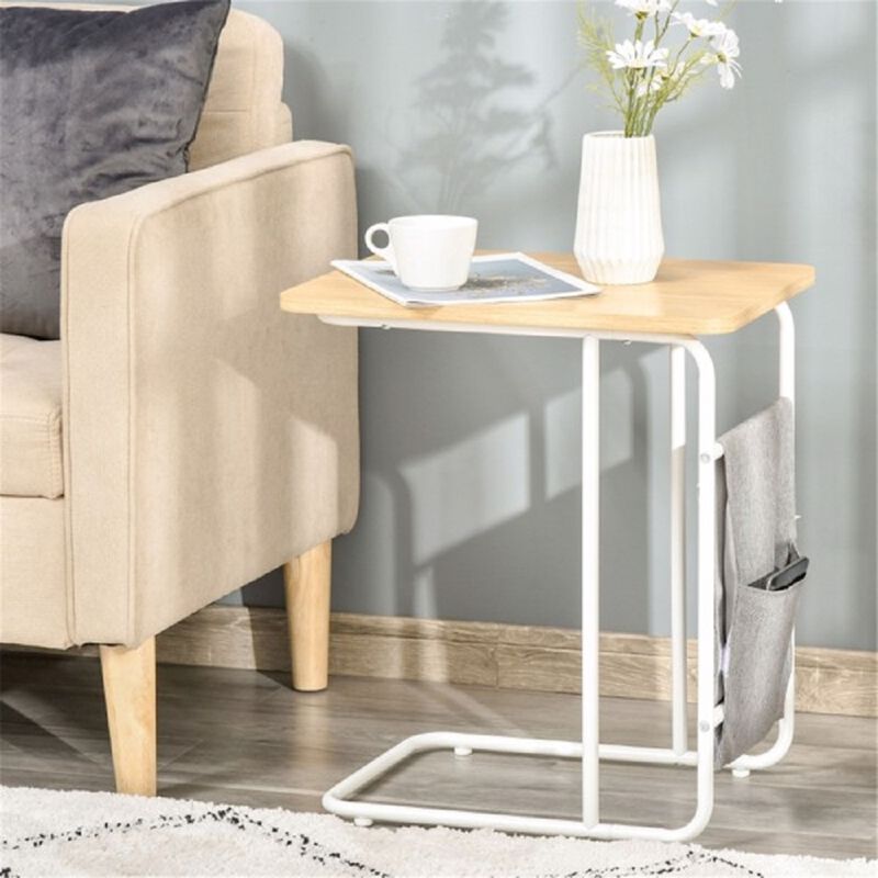 Modern C-Shaped Sofa Table, Laptop Stand & End Table for Living Room