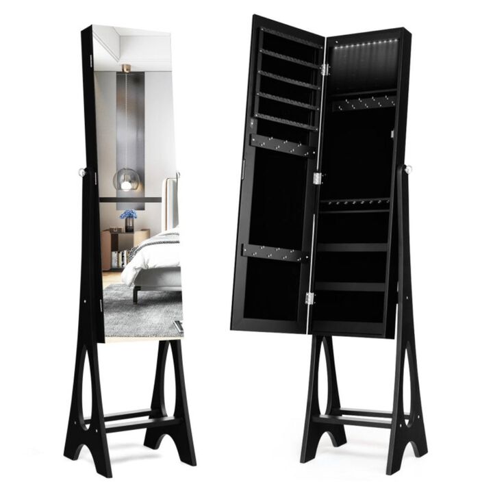 Hivvago LED Jewelry Cabinet Armoire Organizer with Bevel Edge Mirror