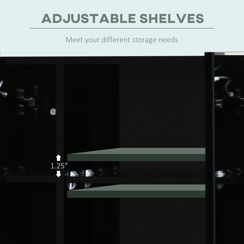 Black Bathroom Organizer: LED Lighted Medicine Cabinet with USB