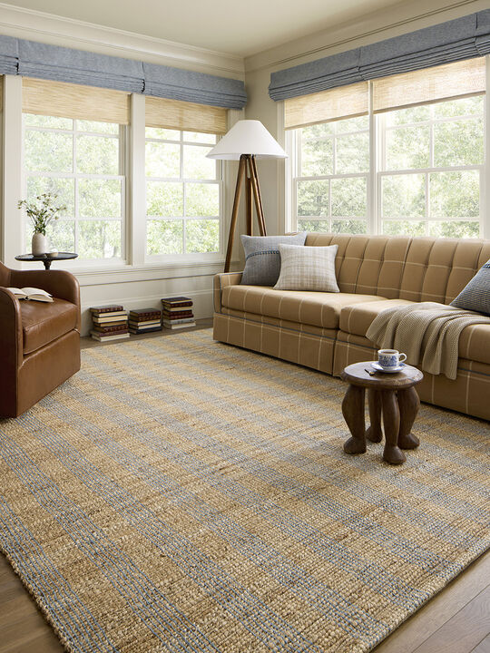 Judy JUD-04 Natural / Sky 18" x 18" Sample Rug by Chris Loves Julia