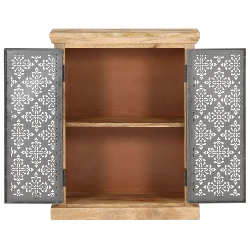 vidaXL Sideboard with Steel Doors 23.6"x13.8"x29.5" Solid Mango Wood
