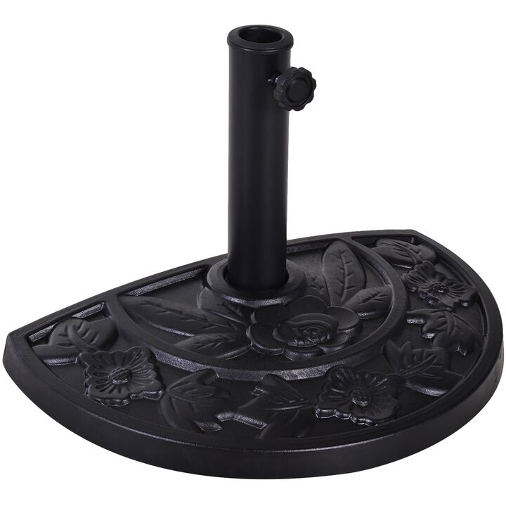 Black Umbrella Base: 20lbs Half Round Decorative Resin Stand