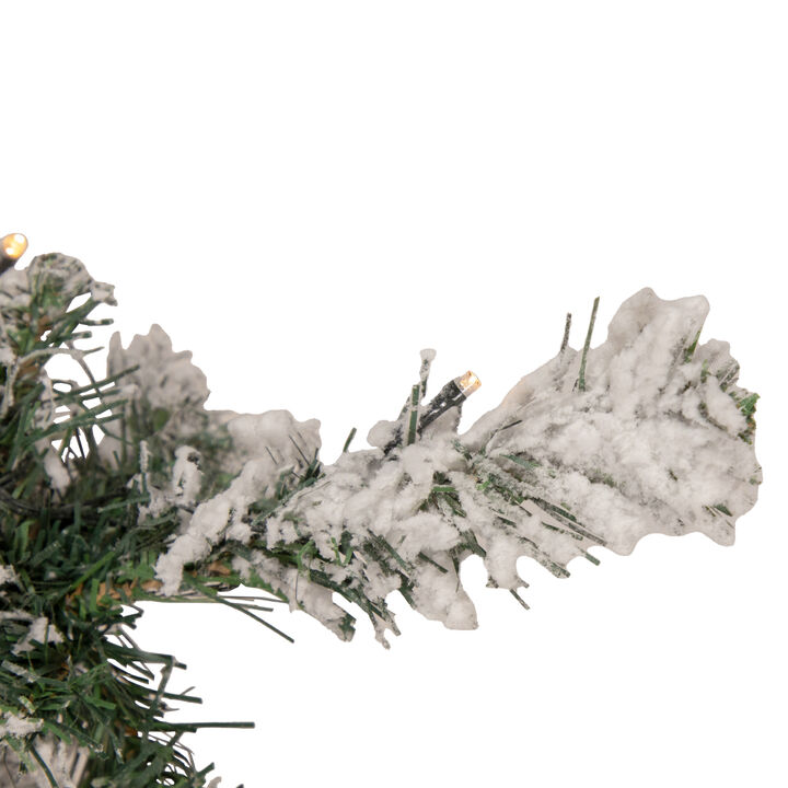 3' Pre-Lit Heavily Flocked Medium Pine Artificial Christmas Tree - Warm White LED Lights