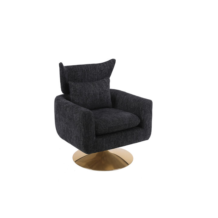 Classic Mid-Century 360-Degree Swivel Accent Chair, Linen