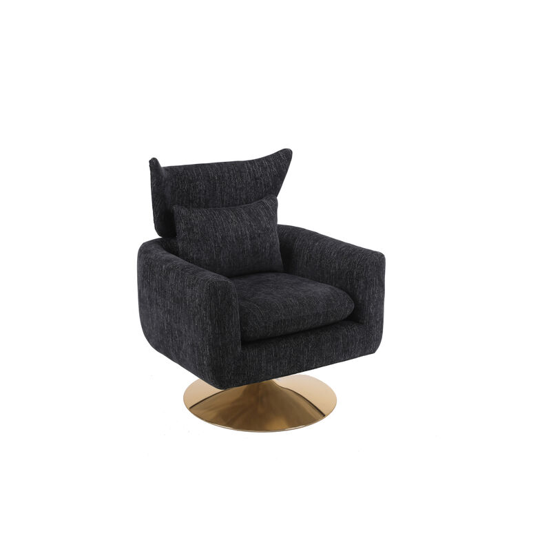 Classic Mid-Century 360-Degree Swivel Accent Chair, Linen