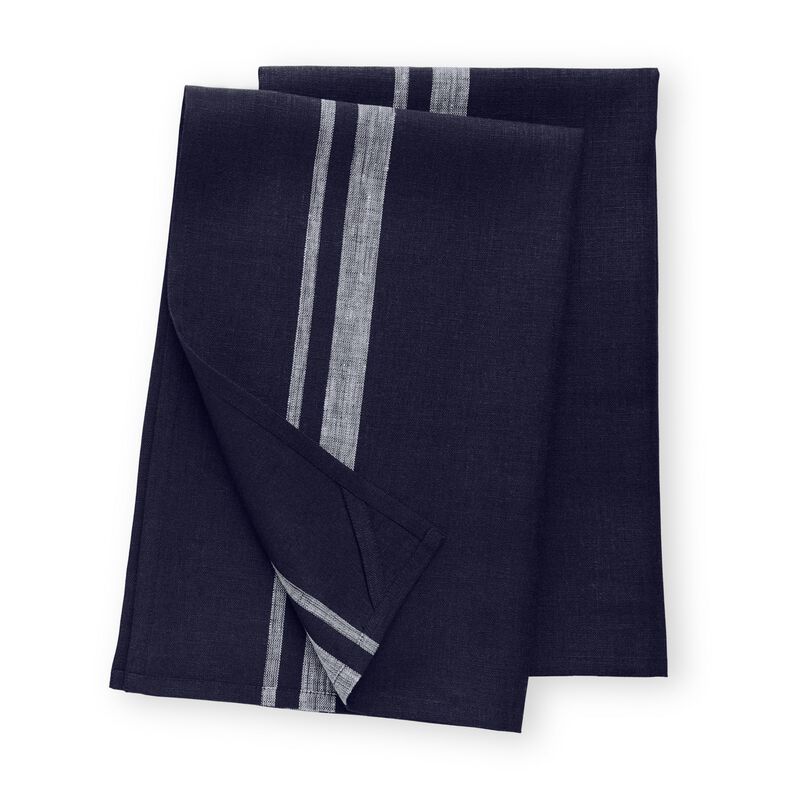 Solino Home 100% Pure Linen Kitchen Towels Set of 2 - 17 x 26 Inch | French Stripe