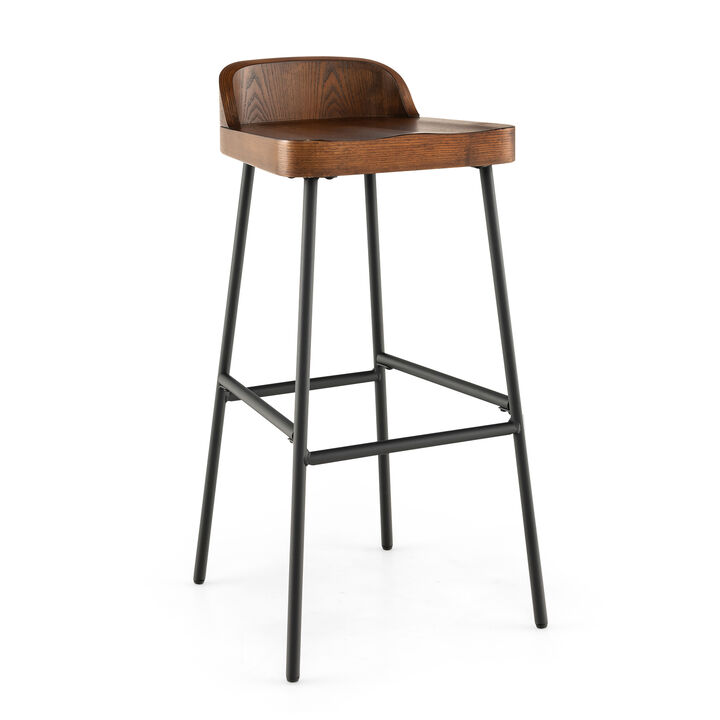 Set of 1/2 29 Inch Industrial Bar Stools with Low Back and Footrests Set of 1/2 29 Inch Industrial Bar Stools with Low Back and Footrests