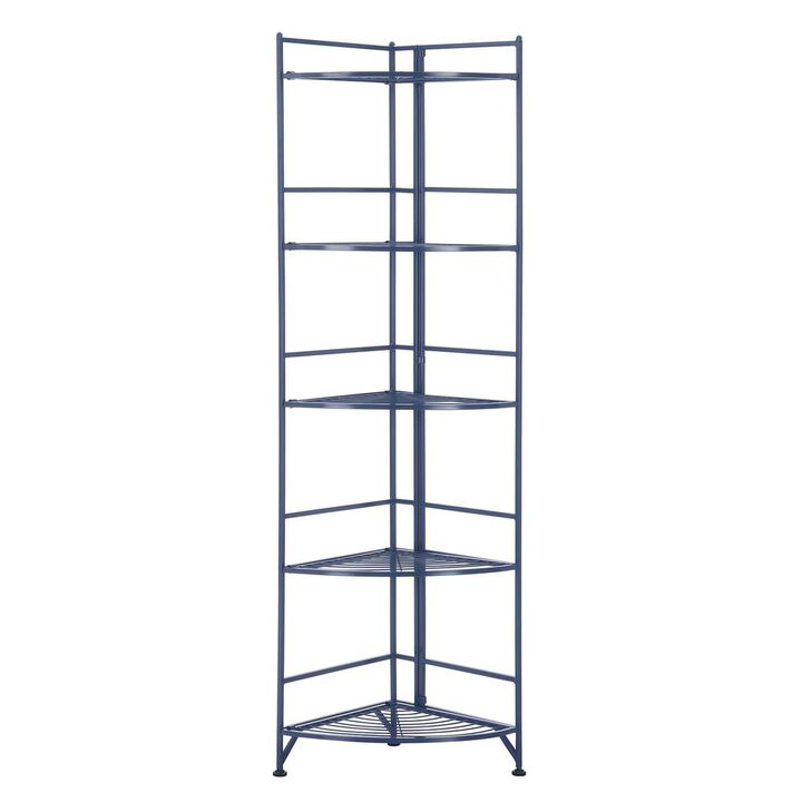 Convenience Concepts Xtra Storage 5 Tier Folding Metal Corner Shelf Cobalt Blue