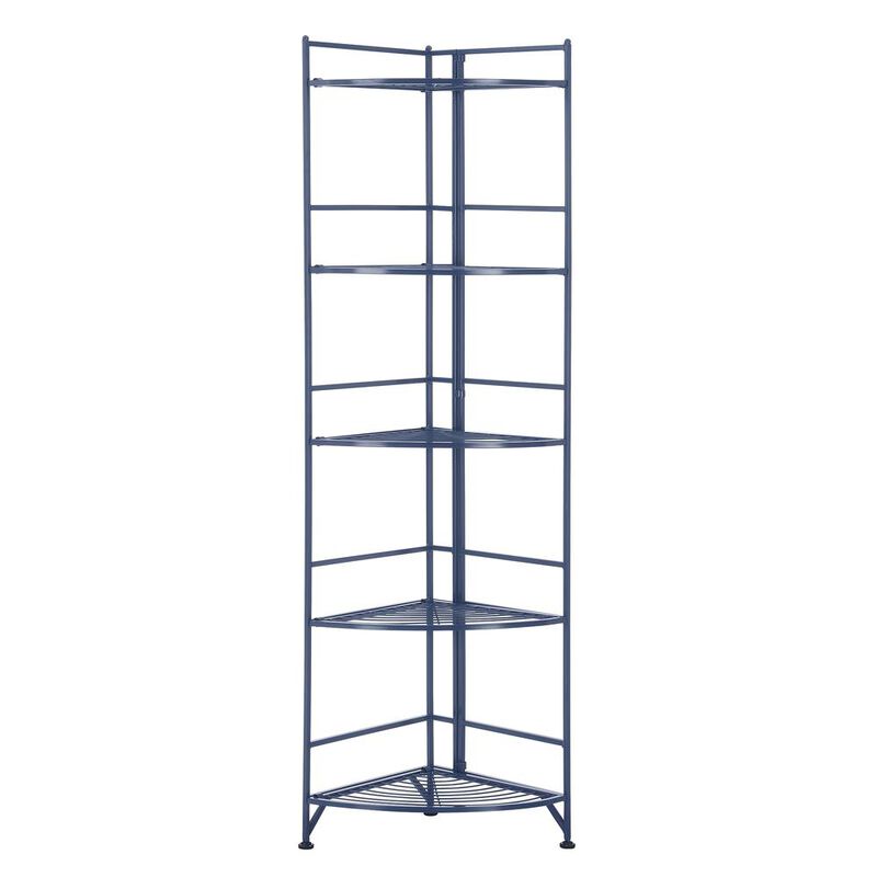 Convenience Concepts Xtra Storage 5 Tier Folding Metal Corner Shelf Cobalt Blue