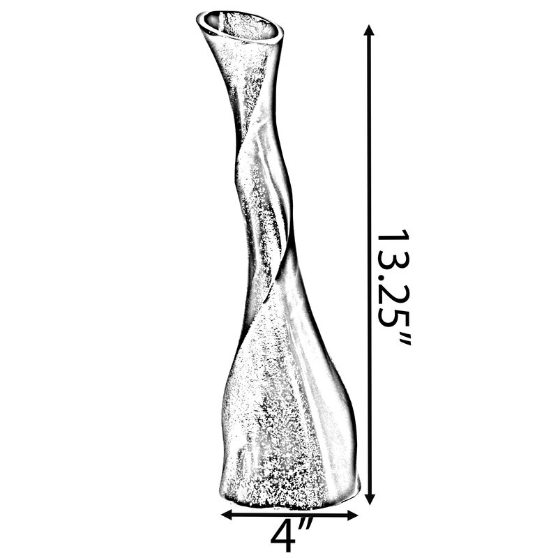 Aluminium-Casted Decorative Twisted Shape Flower Vase, Black Nickel 13.25 Inch