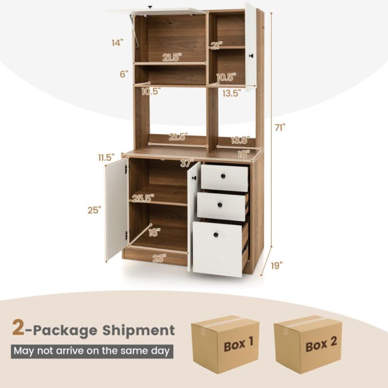 Hivvago 71 Inch Kitchen Pantry with 3 Storage Cabinet and 3 Deep Drawers