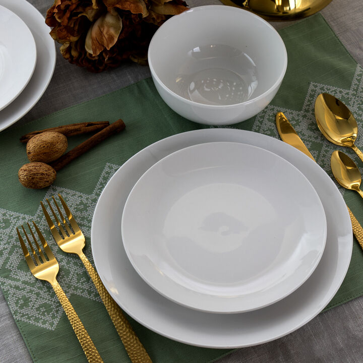 Elama Luna 18 Piece Porcelain Dinnerware Set in White