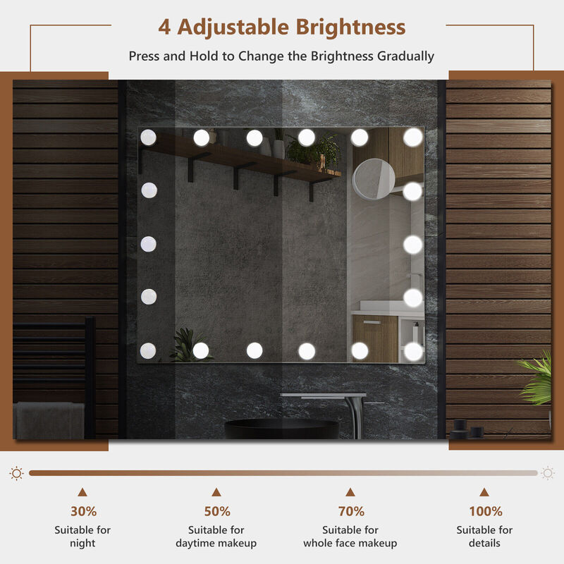 Vanity Mirror with 18 Dimmable LED Bulbs and 3 Color Lighting Modes