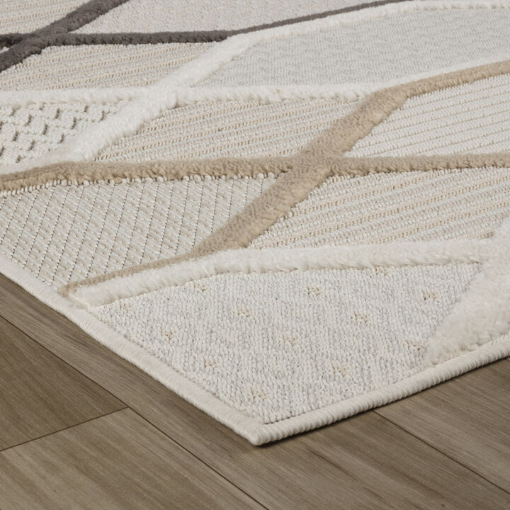 Abstract Geometric Modern Cream Beige Indoor Area Rug