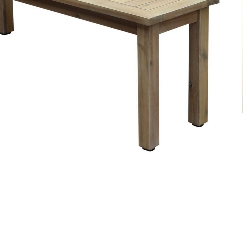 Felix 3 Piece Modern Dining Set, Natural Brown Acacia Wood Frame, 6 Seater-Benzara