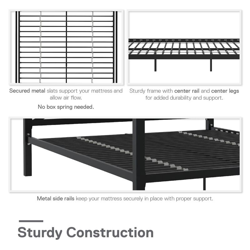 Atwater Living Zasha Queen Metal Canopy Bed, Black