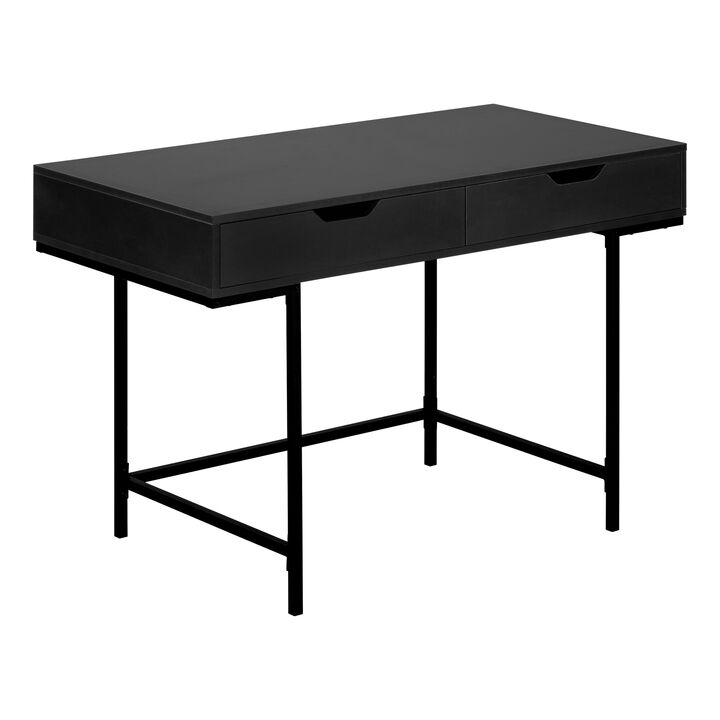 Monarch Specialties I 7556 Computer Desk, Home Office, Laptop, Storage Drawers, 48"L, Work, Metal, Laminate, Black, Contemporary, Modern