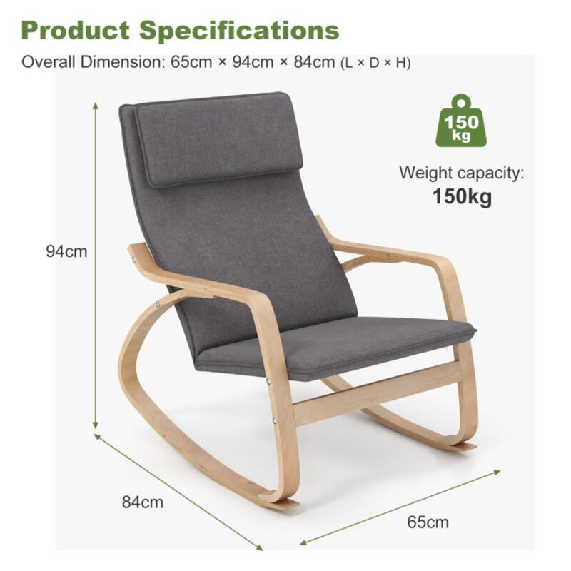 Hivvago Stable Wooden Frame Leisure Rocking Chair with Removable Upholstered Cushion