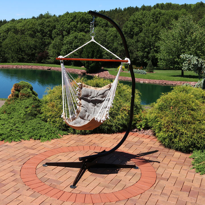 Sunnydaze Polyester Tufted Victoria Hammock Chair with Steel C-Stand