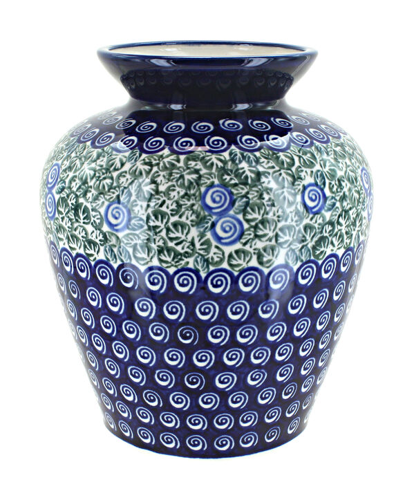 Blue Rose Polish Pottery Porcelain Vine Medium Vase