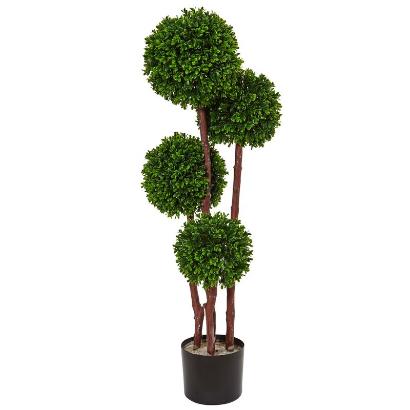 Hivvago 3 Feet Boxwood Topiary Tree UV Resistant (Indoor/Outdoor)