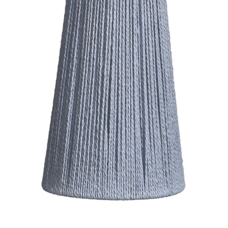 Liya 18 Inch Table Lamp, Cone Shade and Tapered Base, Textured Blue Finish - Benzara