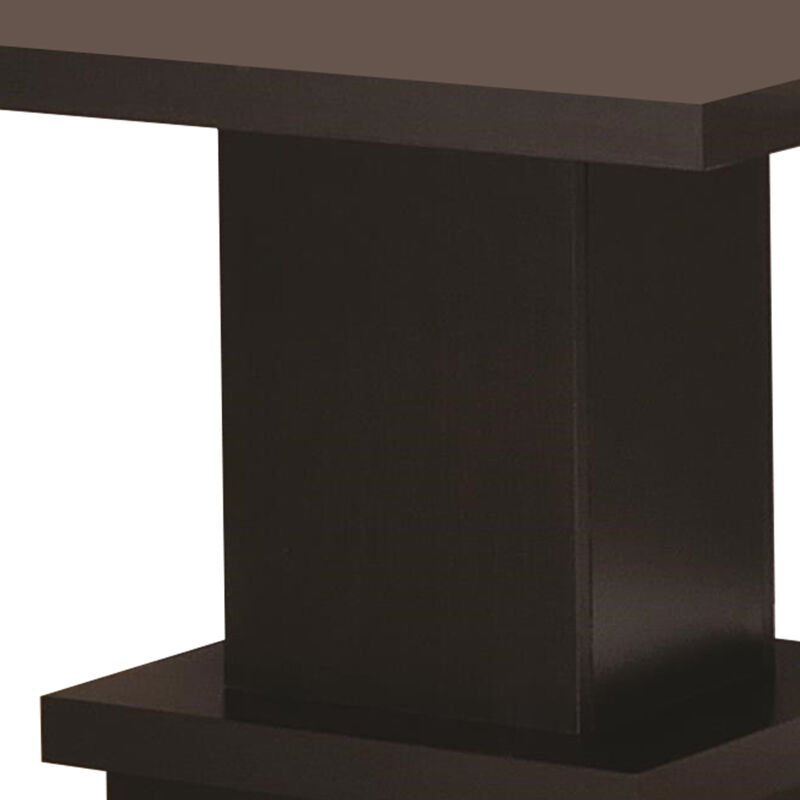 Contemporary End Table With Pedestal Base, Cappuccino Brown-Benzara