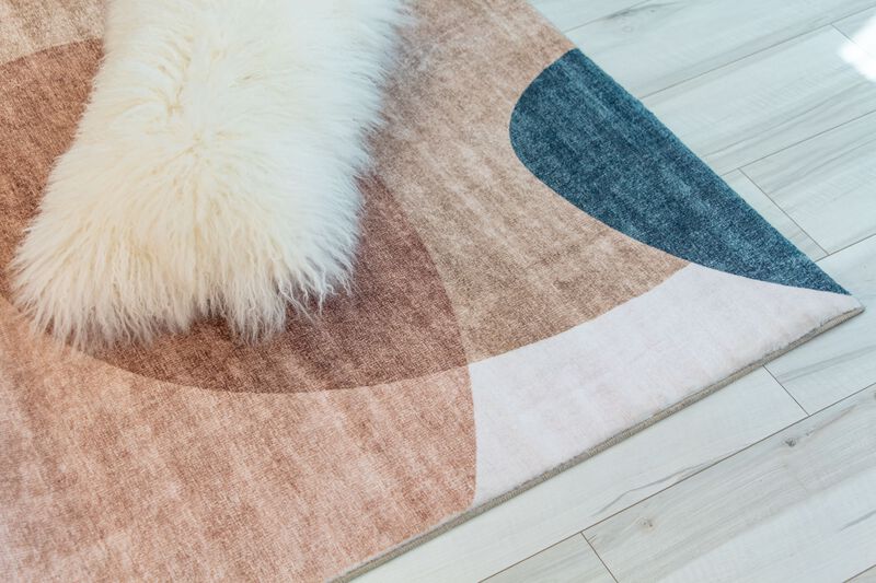 Eclipse Minimalist Abstract Geometric Cream Green Indoor Soft Area Rug