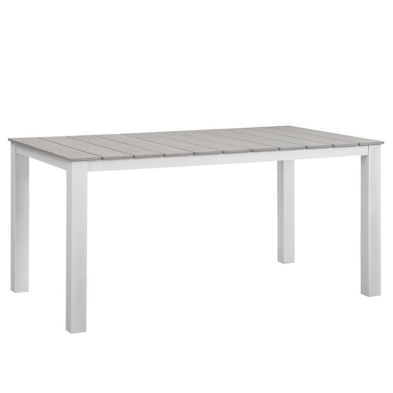 Maine 5 Piece Outdoor Patio Dining Set - White Light Gray