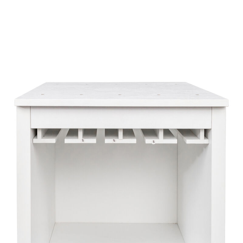 Brown Walnut Color Modular Wine Bar Cabinet With Storage Shelves With Hutch For Dining Room