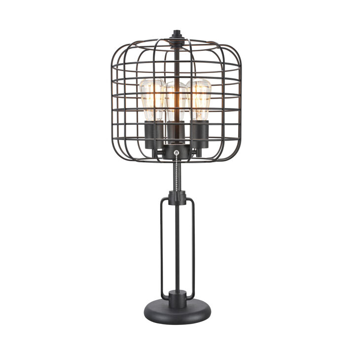 26" H Black Industrial Wire Cage Table Lamp with Edison Bulb (1 Pieces/Cnt)(2.96/14.43)