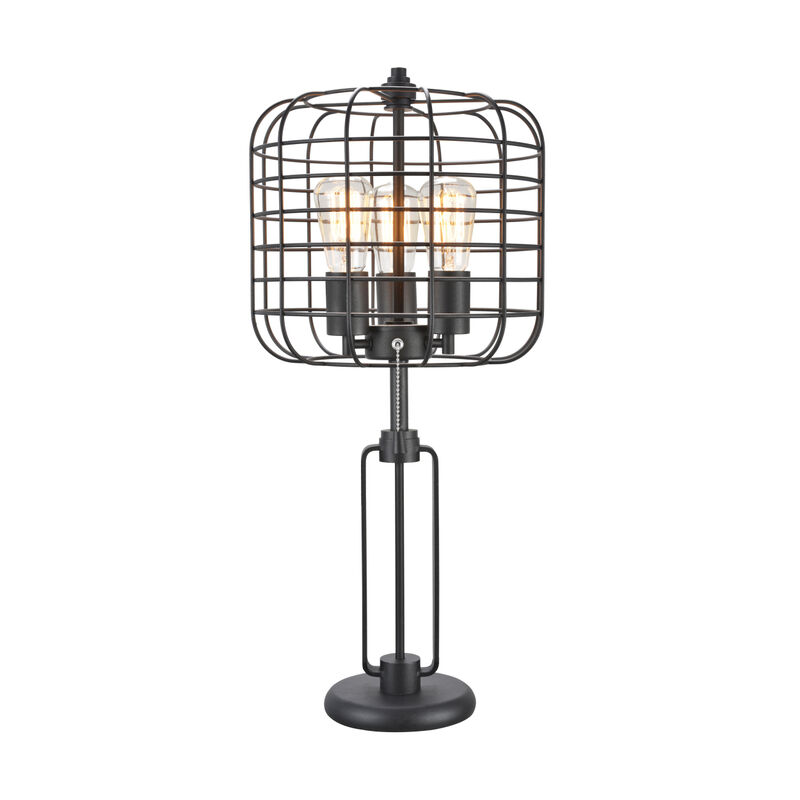 26" H Black Industrial Wire Cage Table Lamp with Edison Bulb (1 Pieces/Cnt)(2.96/14.43)