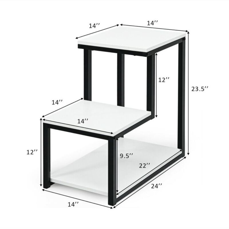 Hivvago 3-Tier End Table Sofa Side Table Ladder-Shaped with Storage Shelf