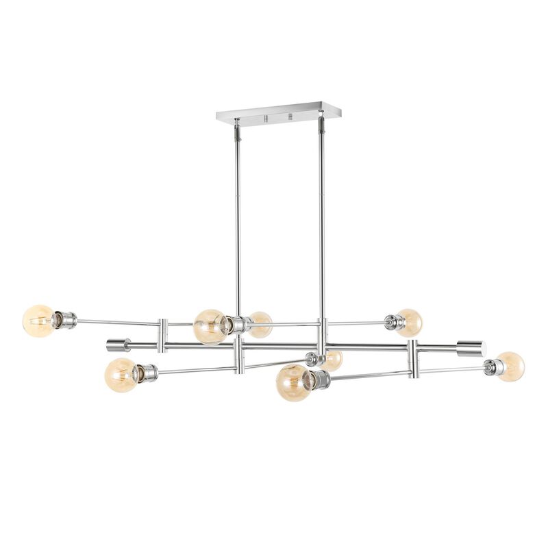 Ikon 8-Light Mid-Century Modern Arm-Adjustable Iron Linear LED Pendant