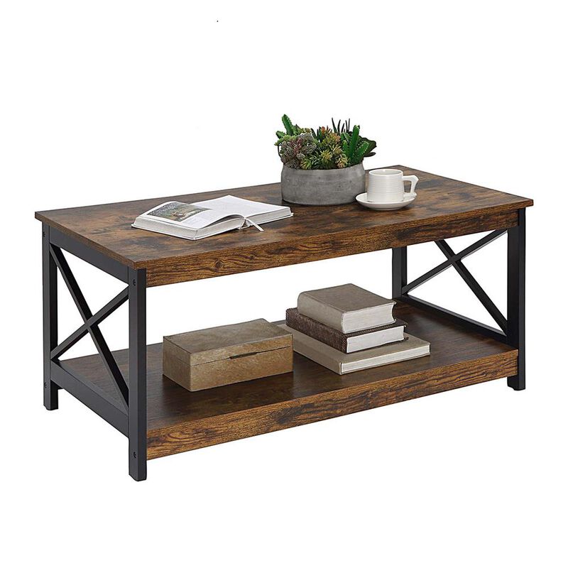Convenience Concepts Oxford Coffee Table with Shelf Barnwood/Black