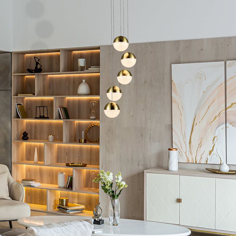 VONN Lighting 5-Light Pendant Lighting Height Adjustable Integrated LED Chandelier