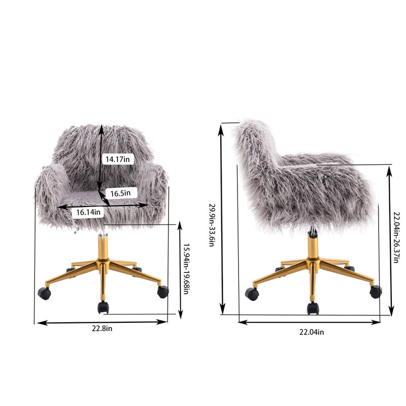 Faux Fur Chair with Gold Plated Base